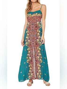 Free People Morning Song Maxi Dress Teal | Xs